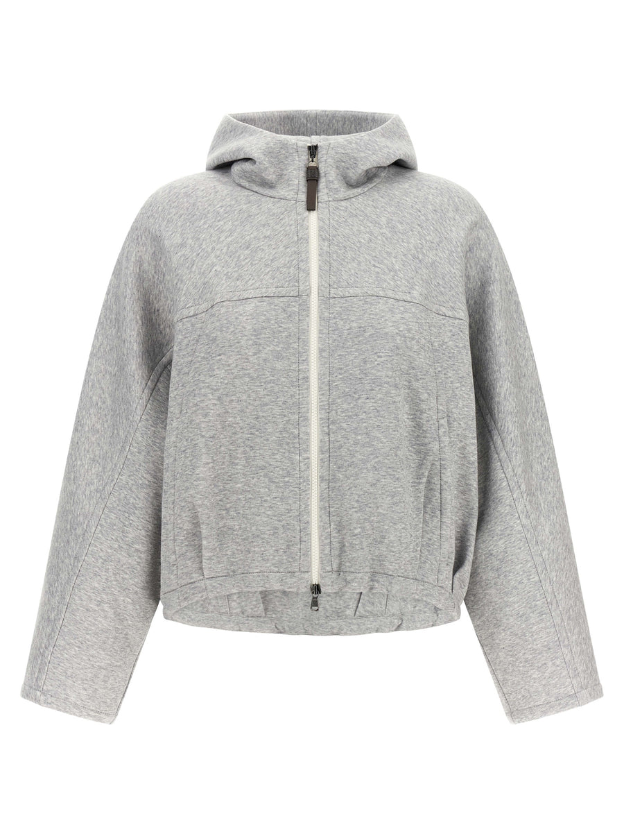 Brunello Cucinelli Cotton and cashmere blend hoodie in gray