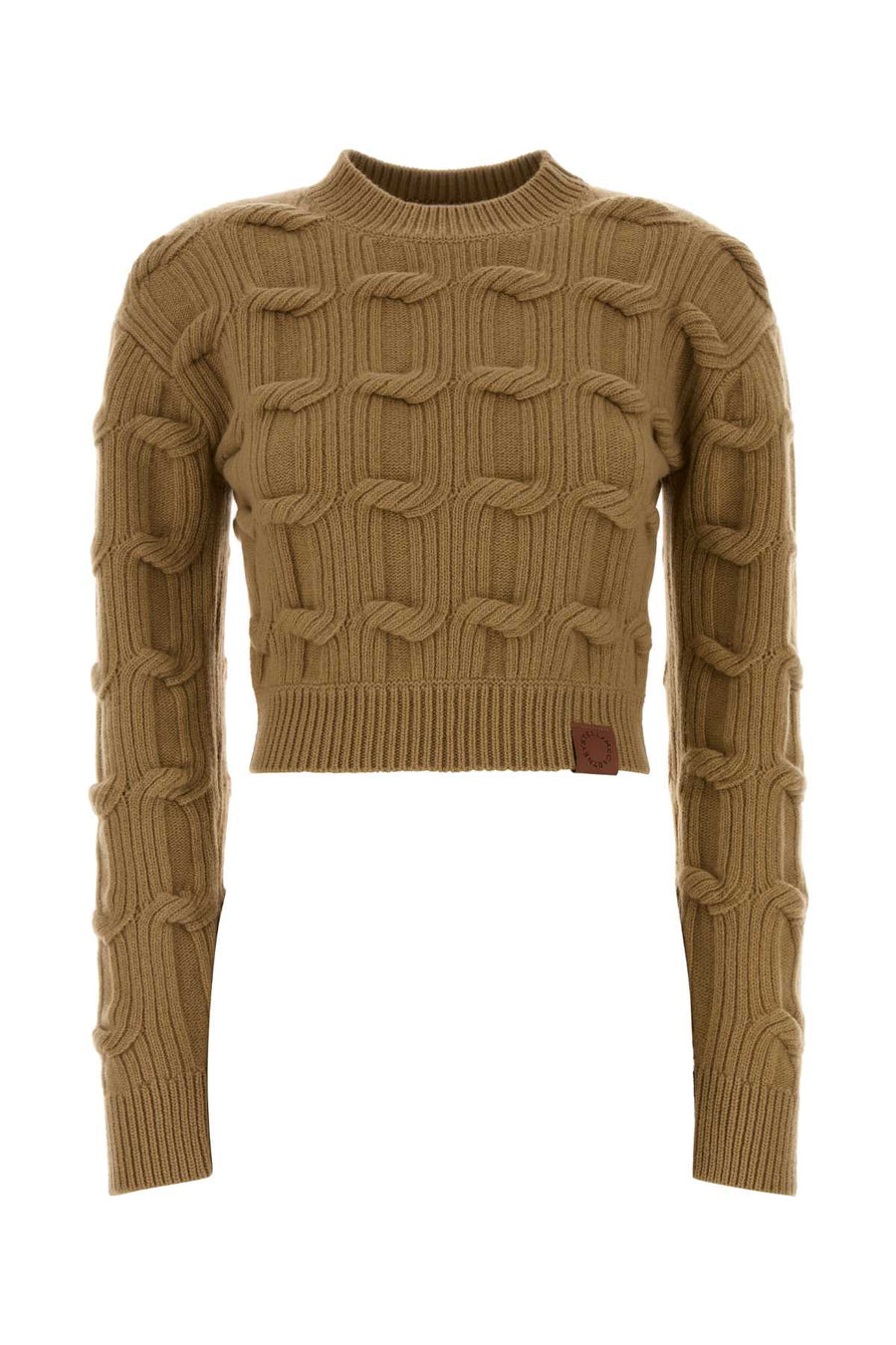 Stella McCartney Cropped 100% Wool sweater in camel