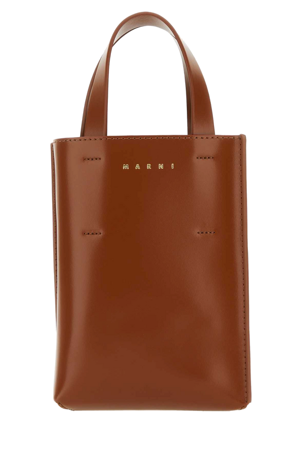 Marni Exterior: 100% Bovine leather top handle bag in brown