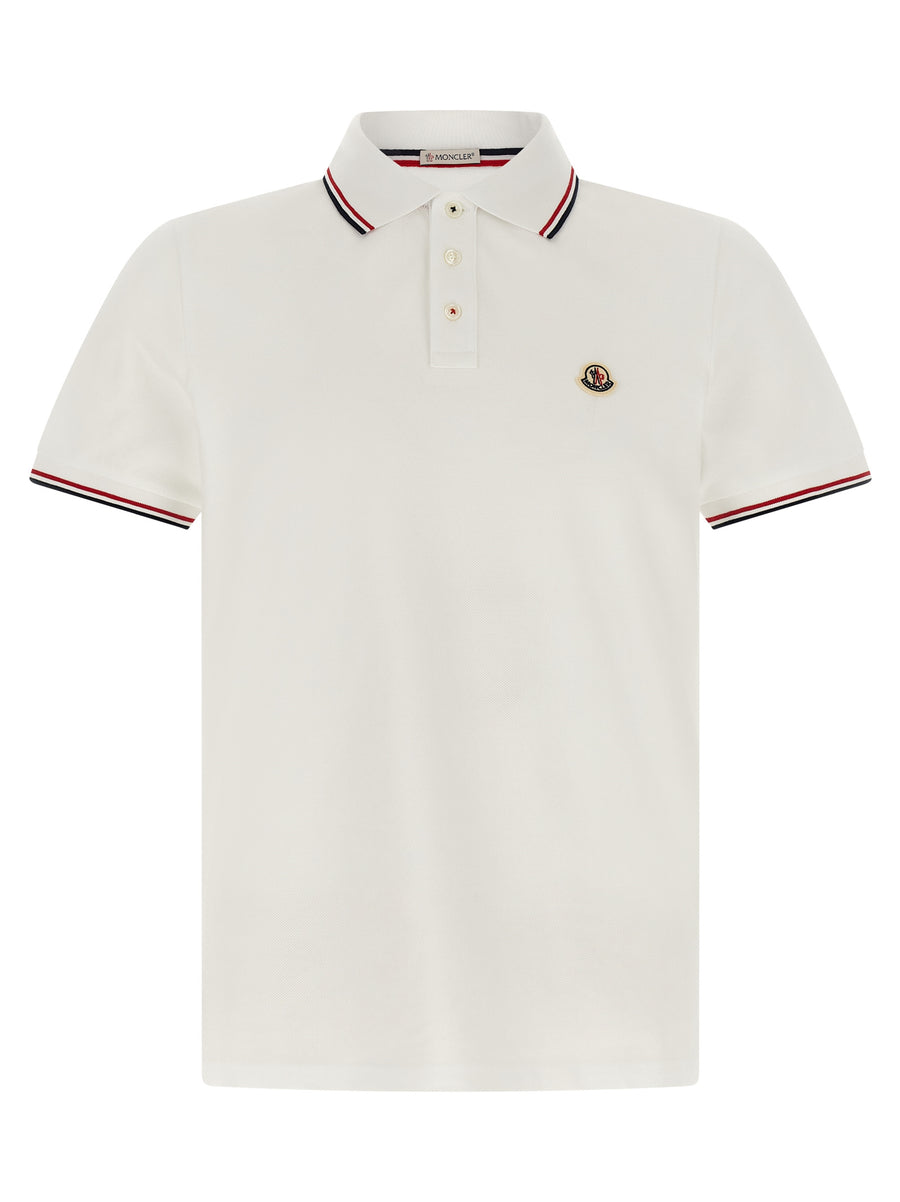 Moncler 100% cotton polo shirt in white