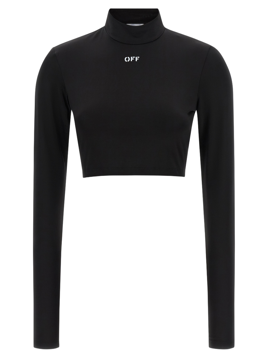 Off-White 95% acetate crop top in black