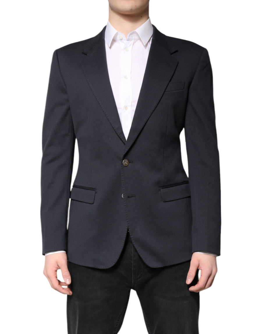 Dark Blue Cotton Men Jacket Coat Suit Blazer Nylon