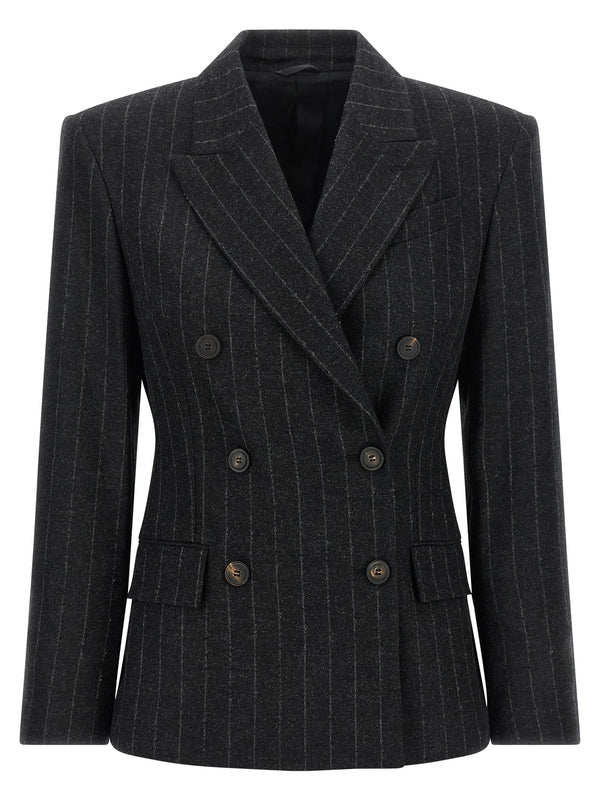 Brunello Cucinelli Virgin wool and cashmere blend blazer in gray