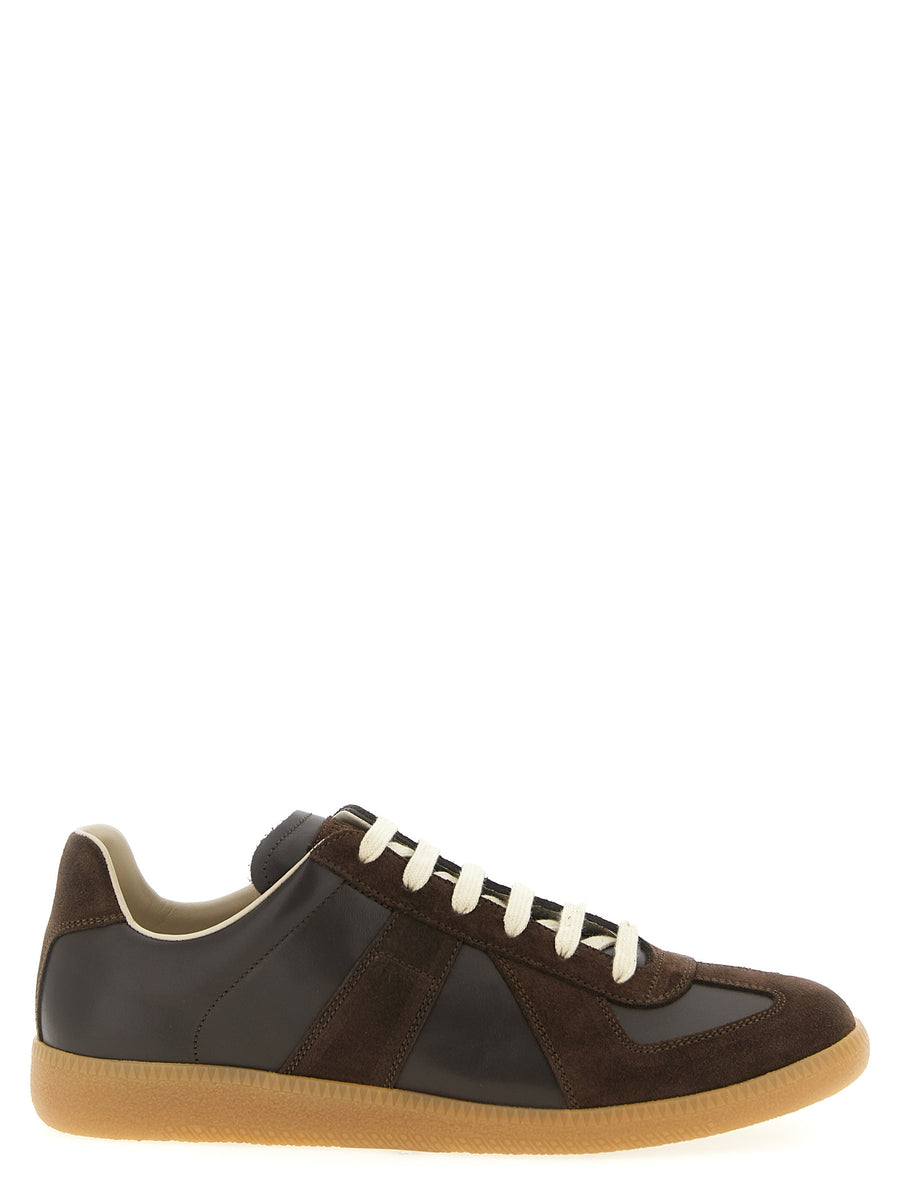 Maison Margiela 100% calfskin leather with suede inserts sneaker in brown