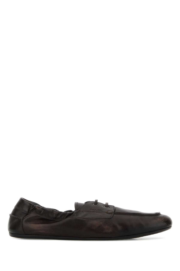 Dark Brown Leather Loafers Moro Mocassini