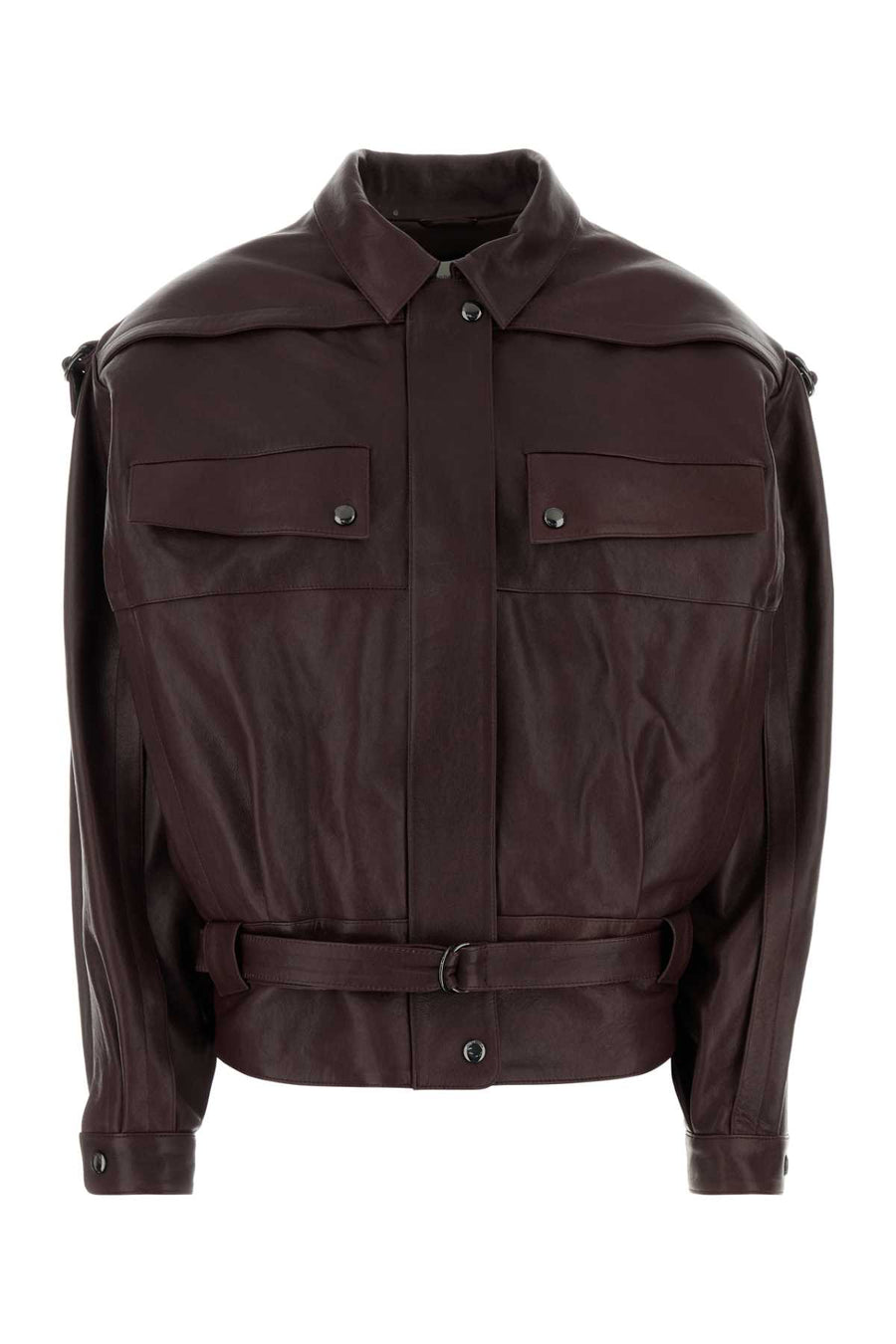 Burgundy Leather Oversize Jacket Giacche In Pelle