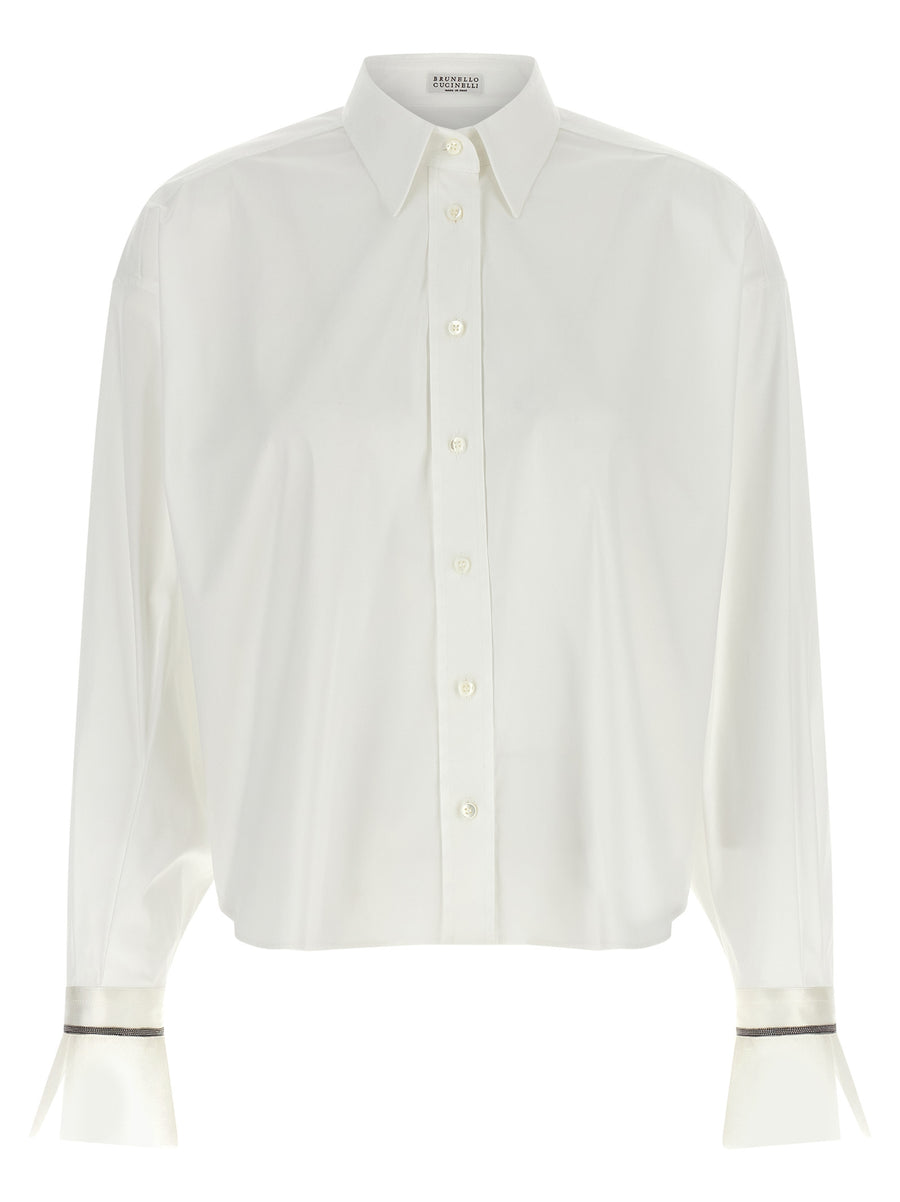 Brunello Cucinelli Cotton blend blouse in white