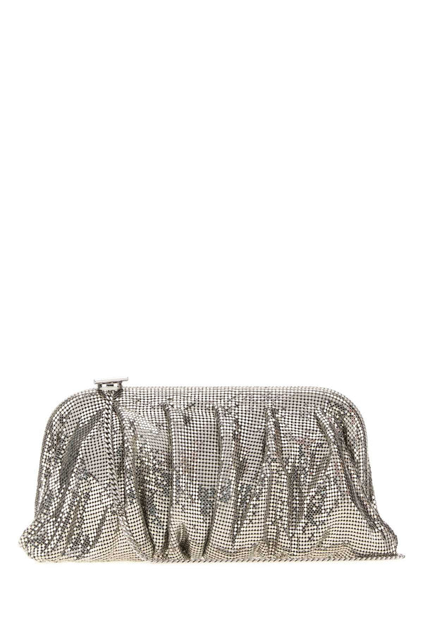 Silver Metal Knit Large Venus Clutch Mercury
