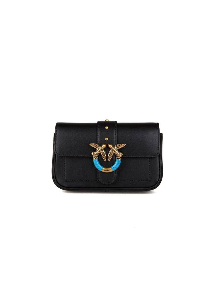 Pinko 100% Calf leather shoulder bag in black