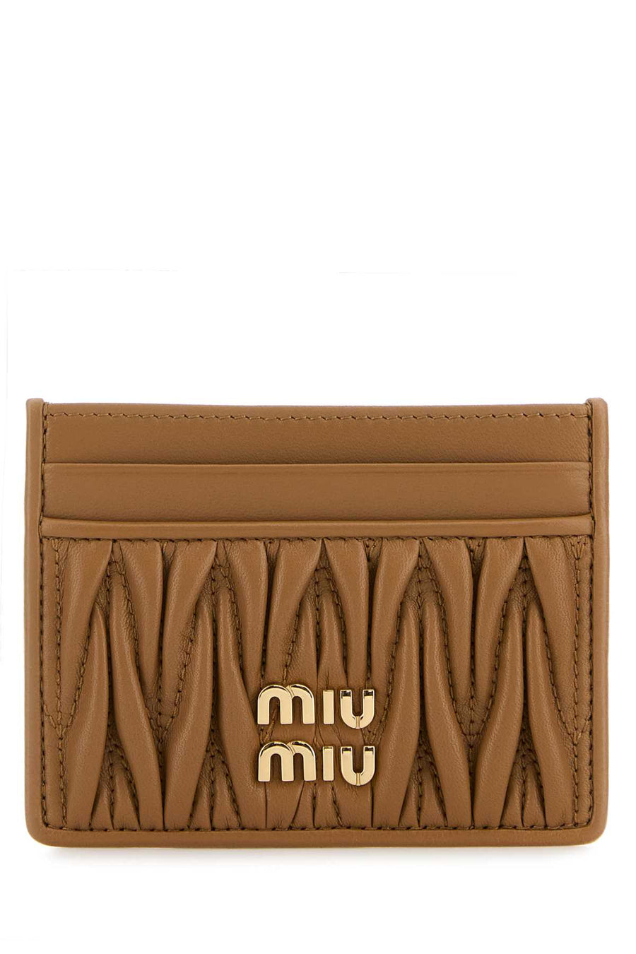 Miu Miu 100% Agnello leather card case in caramel