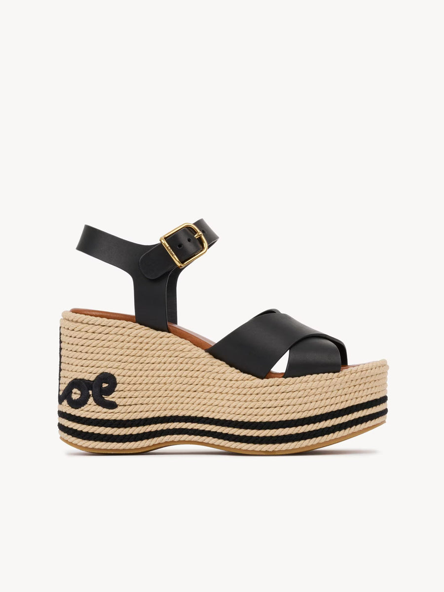 Chloé Leather upper platform sandal in black