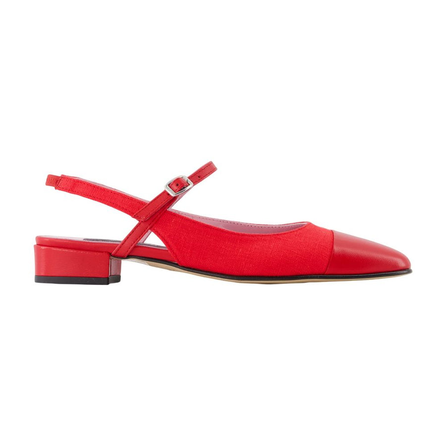 Carel Calfskin flat in red