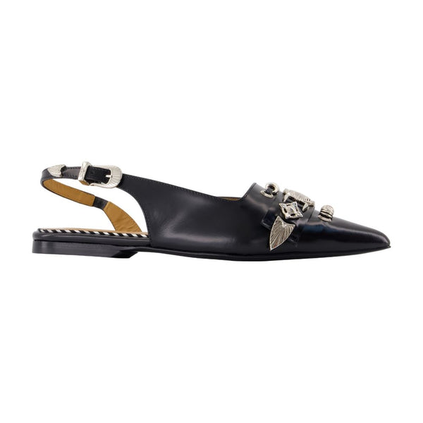 Toga Pulla Calfskin slingback flat in black