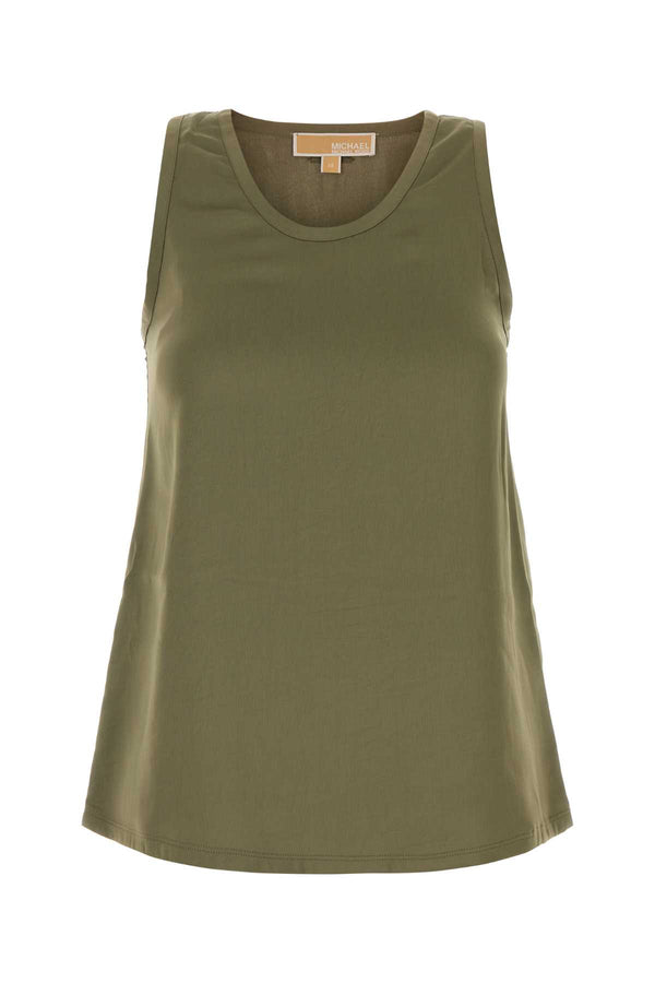 Green Satin Tank Top Safarigreen Exterior: Polyester Maglie