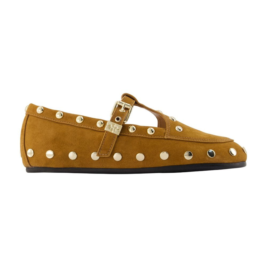 Ganni Synthetic ballet flat in khaki