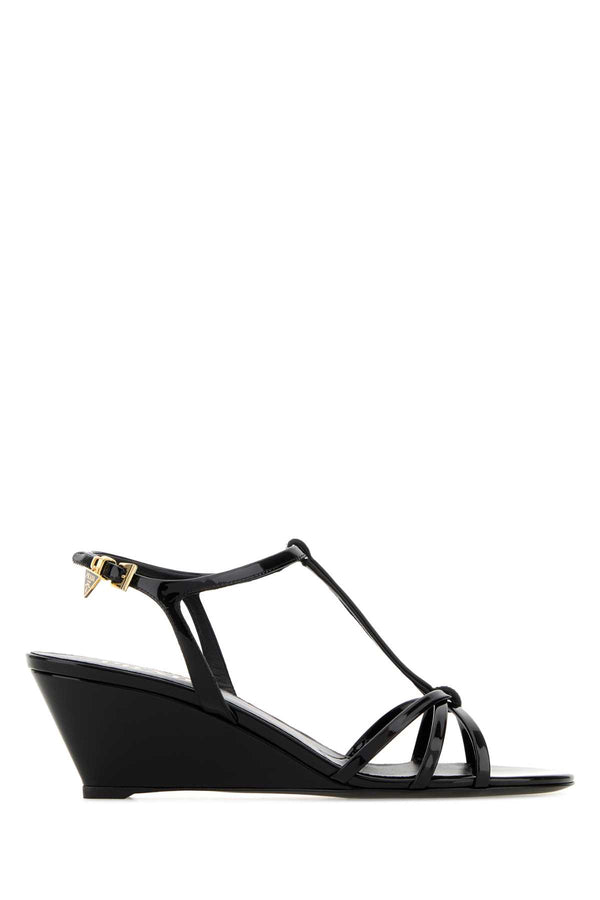 Black Leather Sandals Nero Sandali