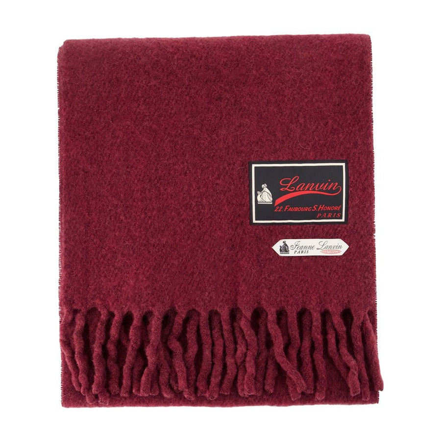 Fluffy Smash With Label Scarf - Lanvin Wool Burgundy Accessories /