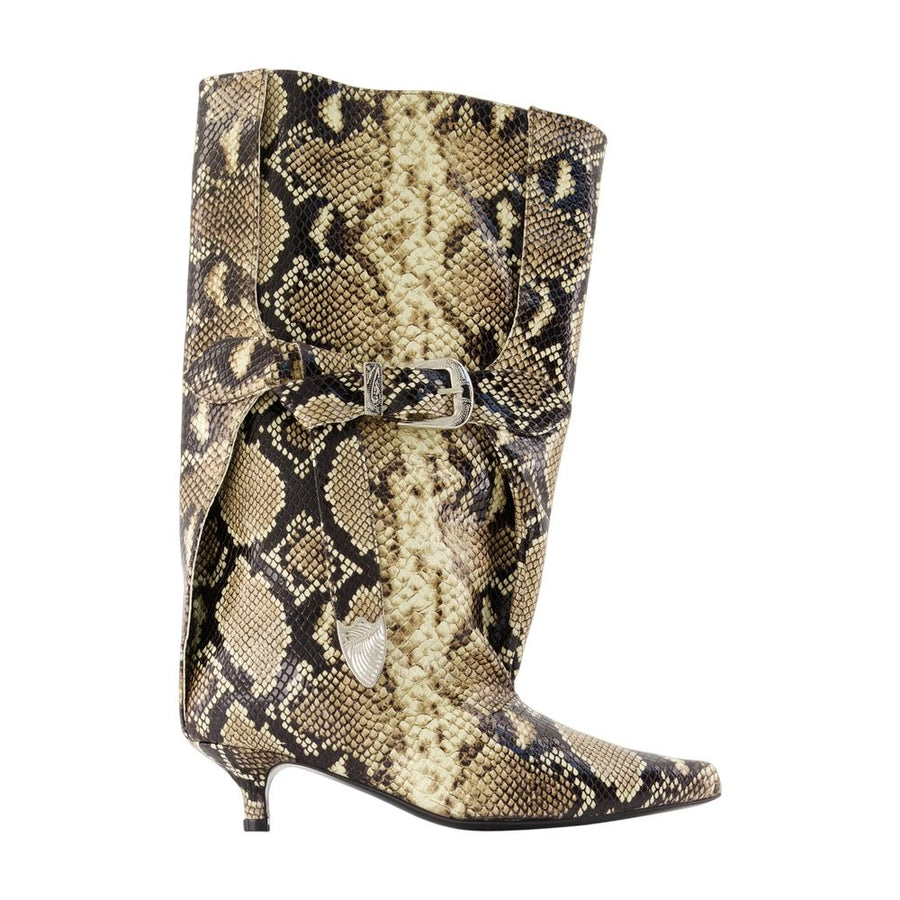 Aj1508 Boots - Toga Pulla Leather Snake Print Printed Cowhide Shoes /
