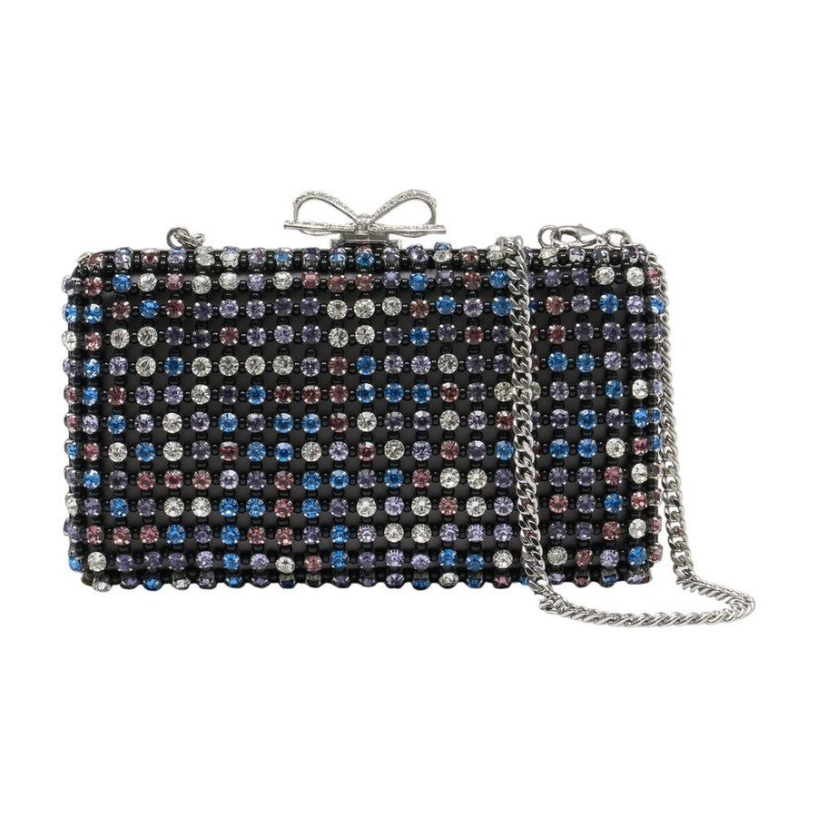 Self-Portrait Metal hardware clutch in black