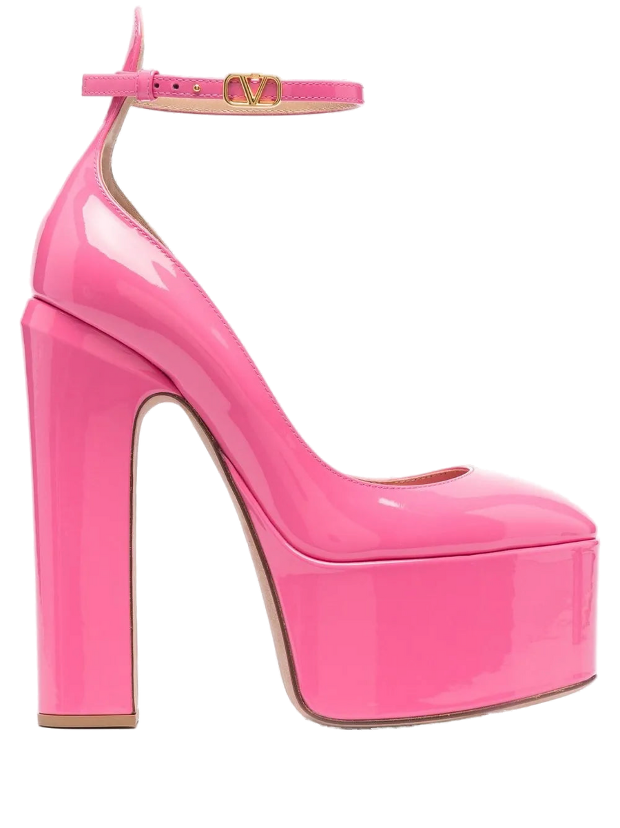 Valentino Patent calf leather platform heel in pink