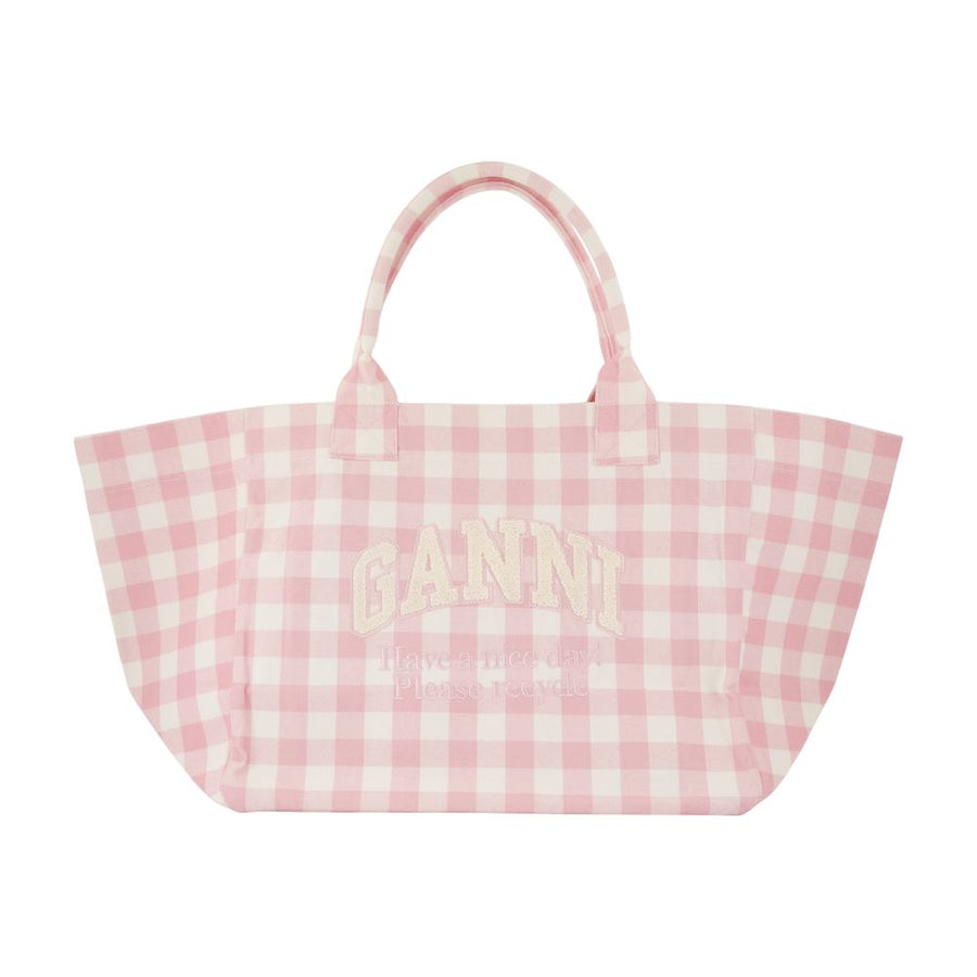 Ganni cotton tote bag in pink