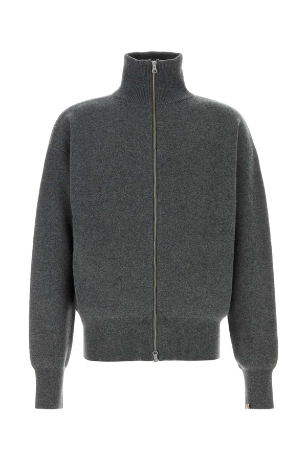 Dark Grey Cashmere Nâ°319 Cardigan Felt Exterior: Maglieria