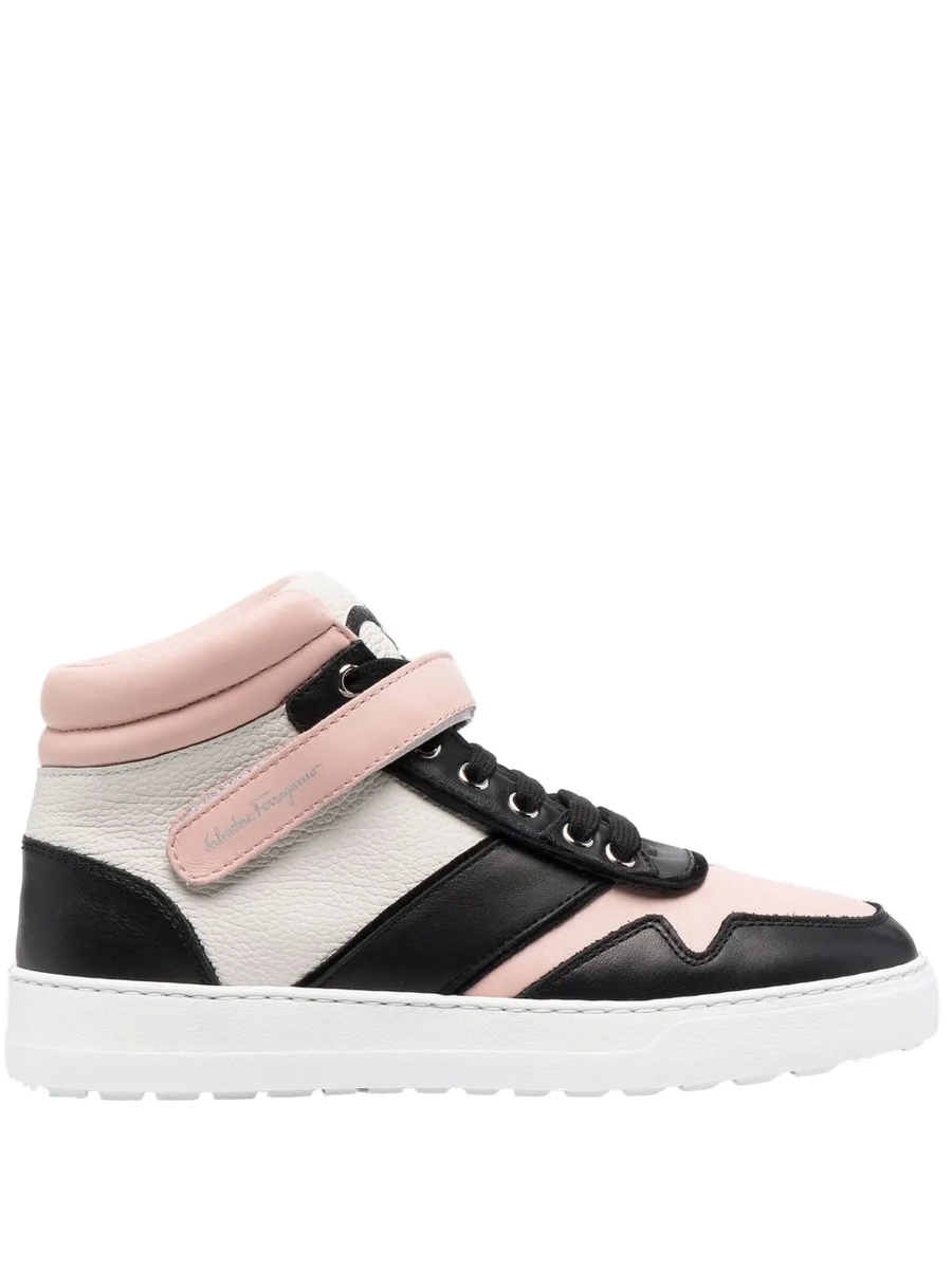 Ferragamo Leather high-top sneaker in multicolor