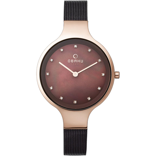Obaku Stainless steel case watch in rose gold