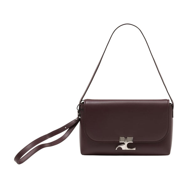 Courreges cowhide shoulder bag in burgundy