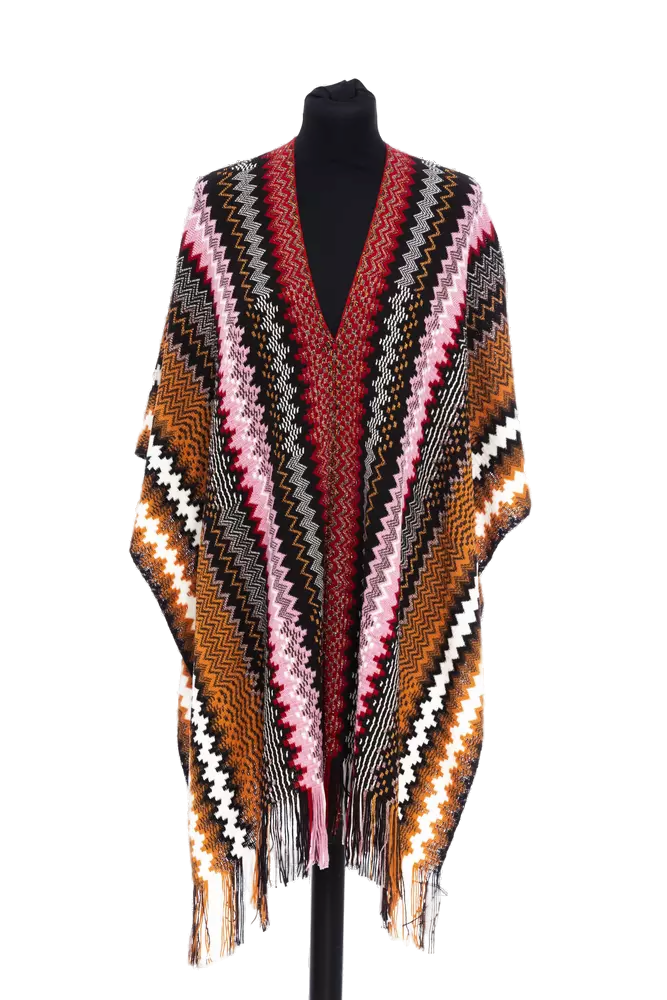 Multicolor Wool Women Poncho Clothing