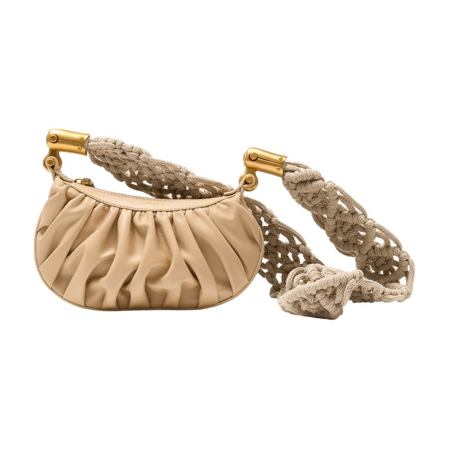 Balmain Calfskin crossbody bag in beige