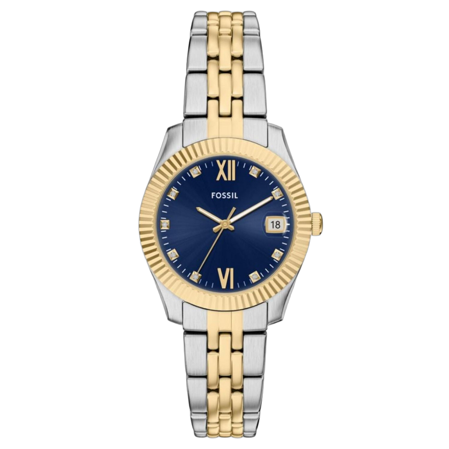 Fossil Stainless steel case and bracelet watch in blue