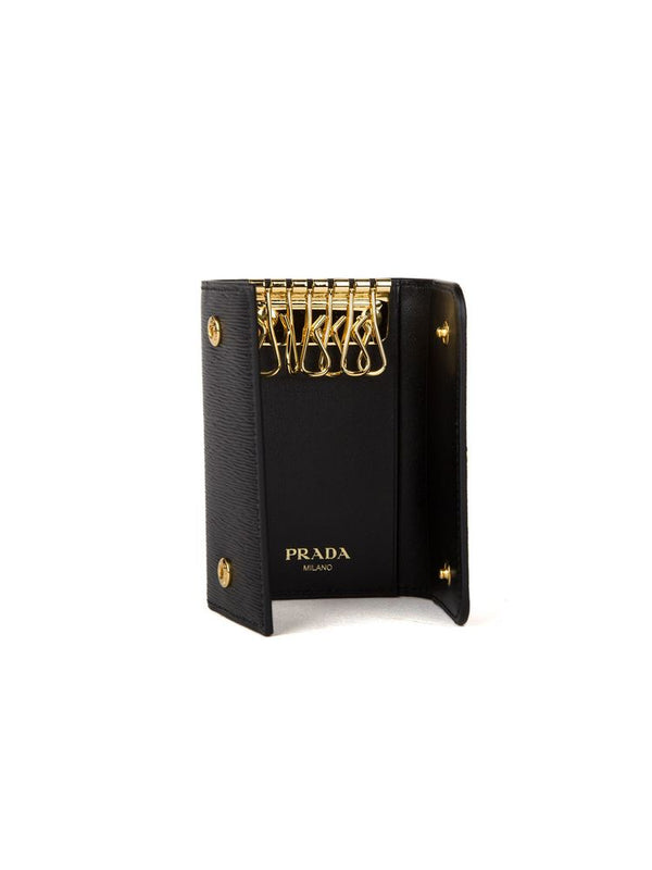Prada Calfskin key case in black