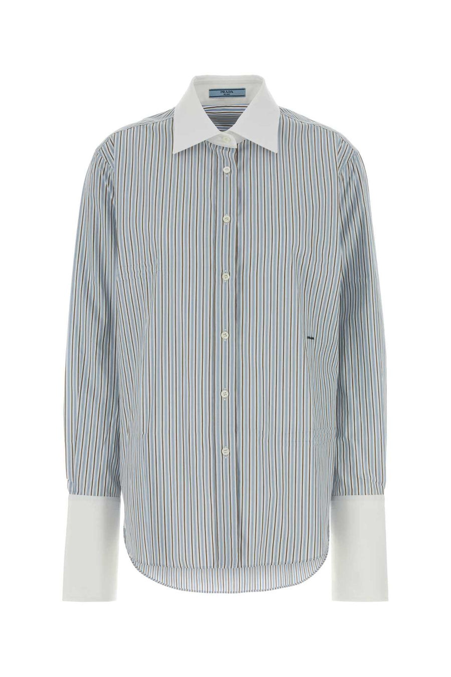 Embroidered Poplin Shirt Cielo Exterior: Cotton Camicie