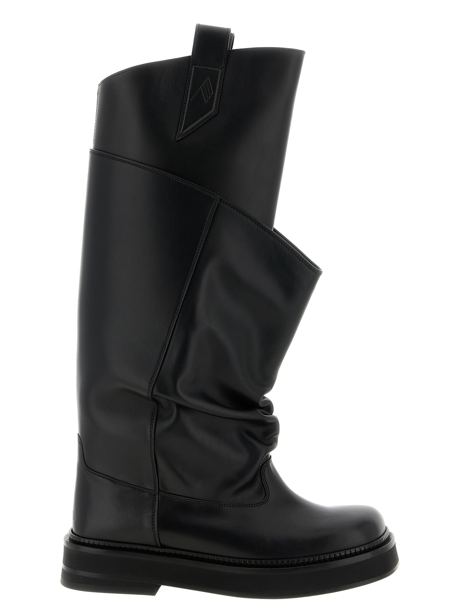 The Attico Black calfskin boot in black