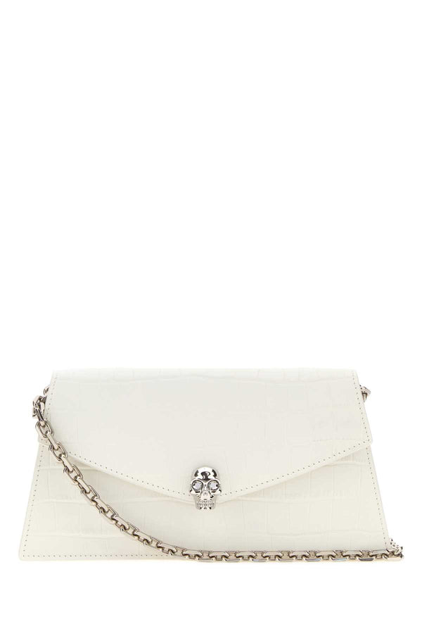 Alexander McQueen Exterior: 100% Calf; Lining: 100% Leather; Finishing: Silver metal crossbody bag in white