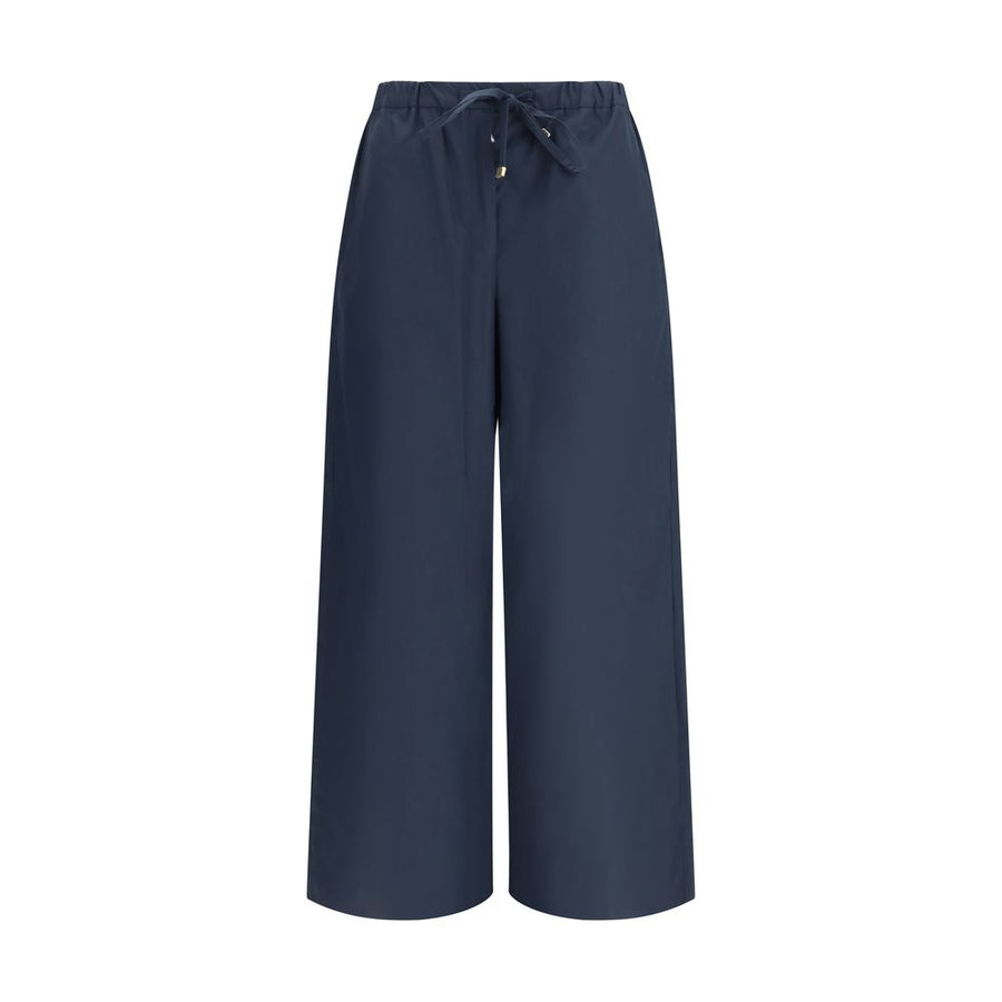 Blue Cotton Casual Pants