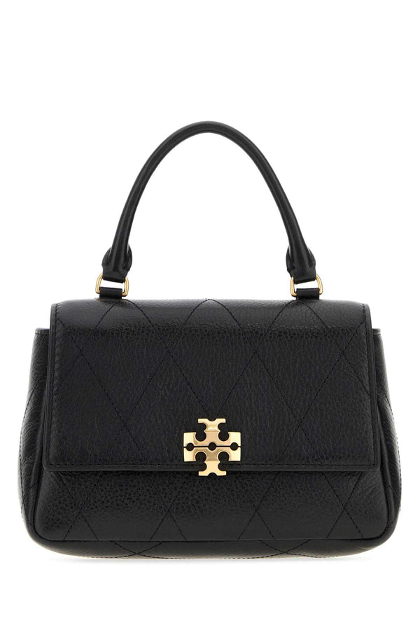 Tory Burch Quilted Exterior: 100% Leather top handle bag in black