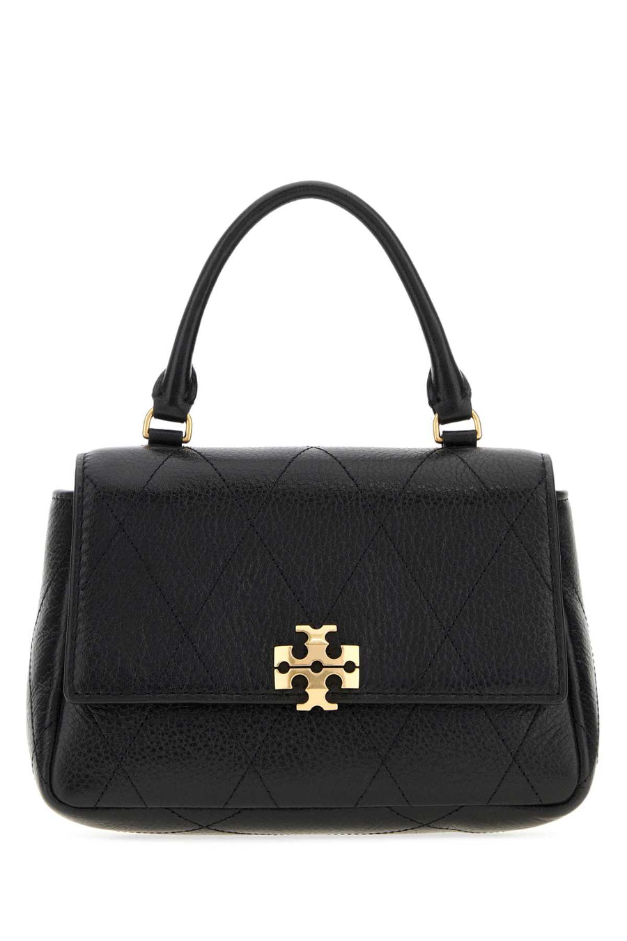 Tory Burch Quilted Exterior: 100% Leather top handle bag in black