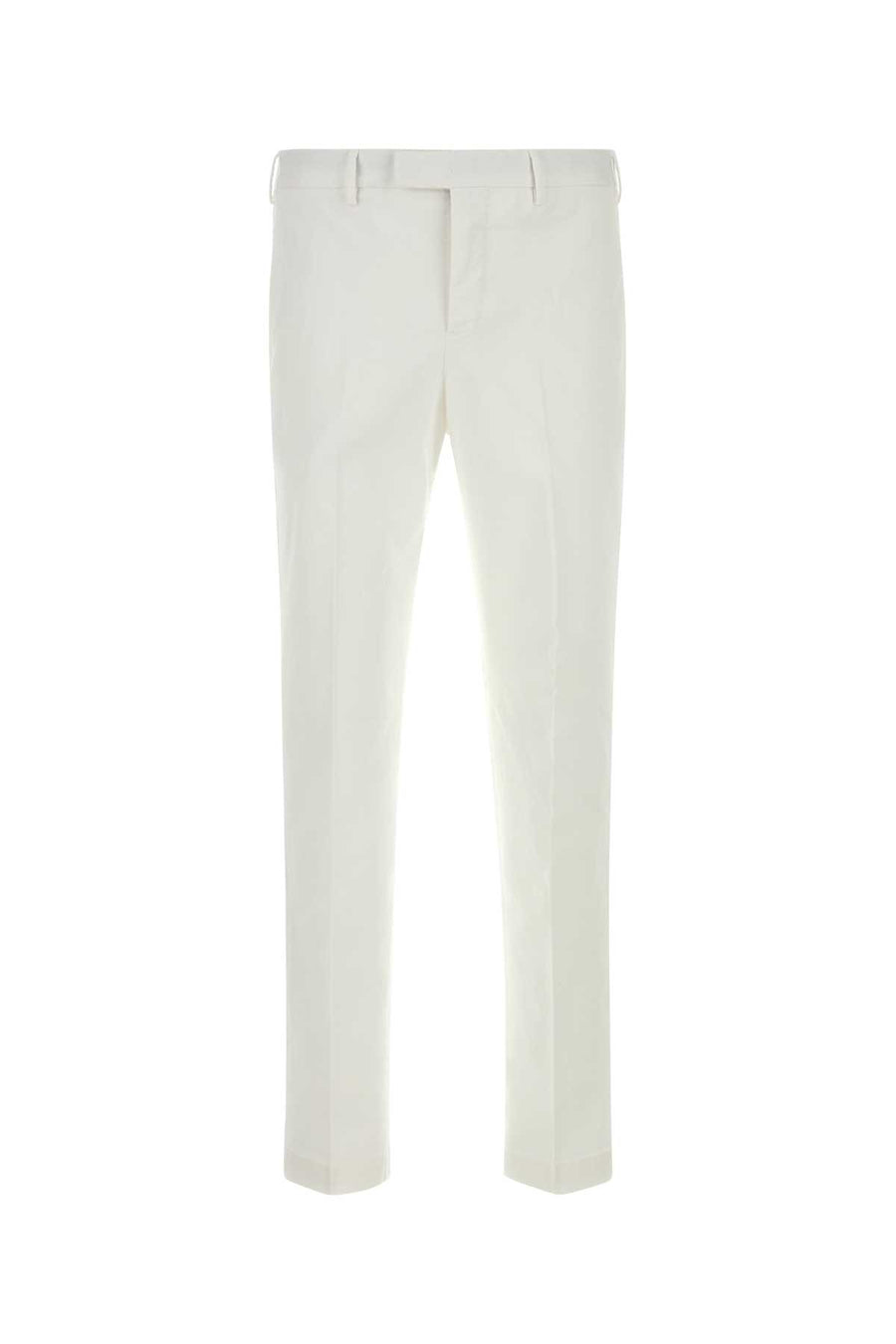 White Stretch Cotton Pant Bianco Exterior: Elastane Pantaloni