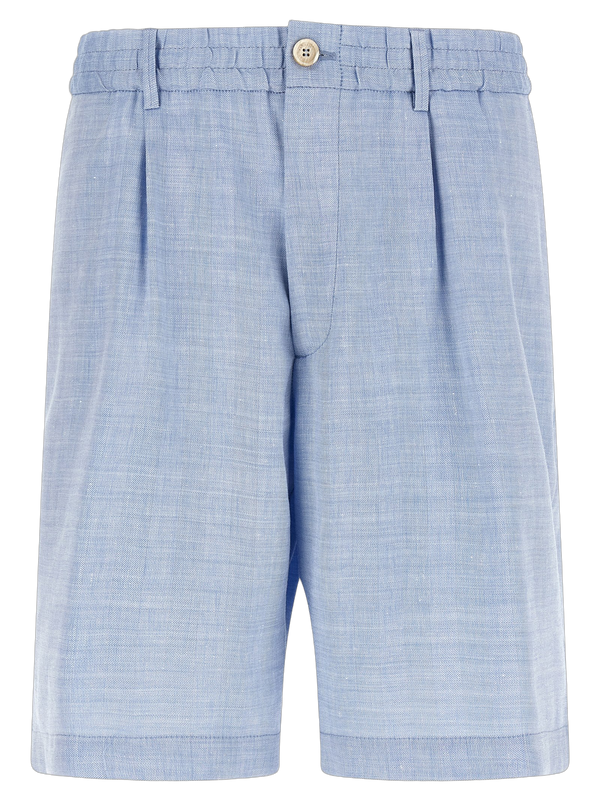 Brunello Cucinelli 60% linen bermuda shorts in blue