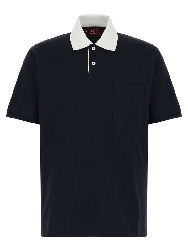 Gucci 97% cotton polo shirt in navy