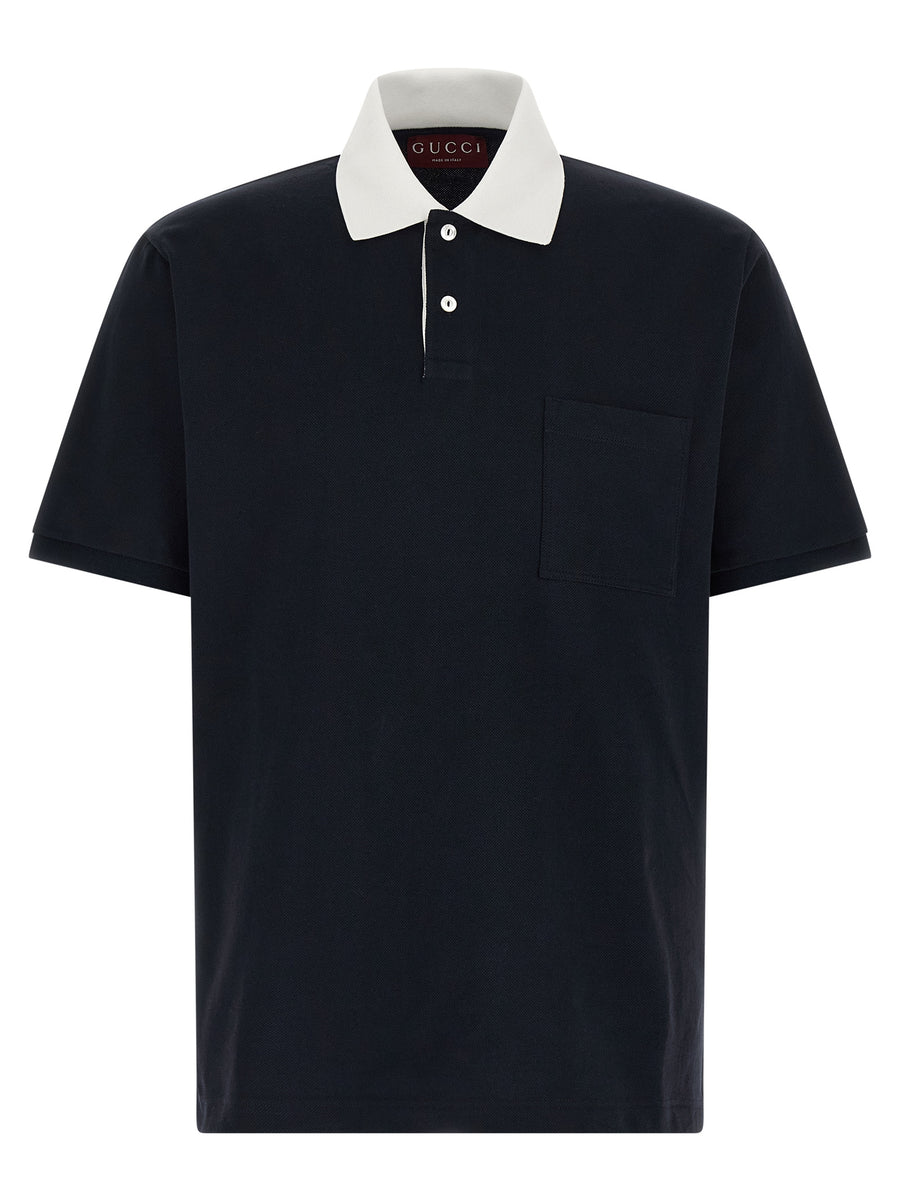 Gucci 97% cotton polo shirt in navy