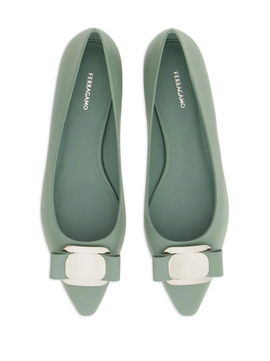 Ferragamo Lambskin ballerina flat in green