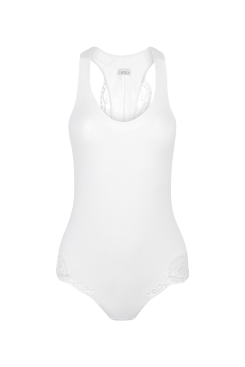 La Perla 85% Cotton bodysuit in white