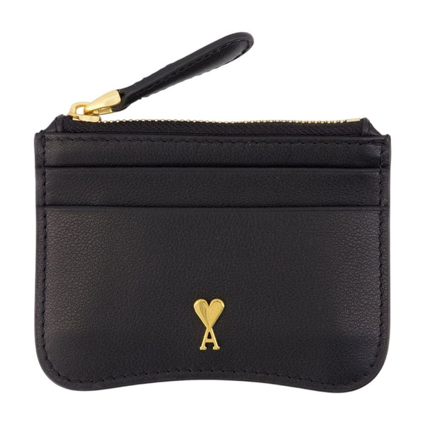 AMI Paris calfskin card case in black