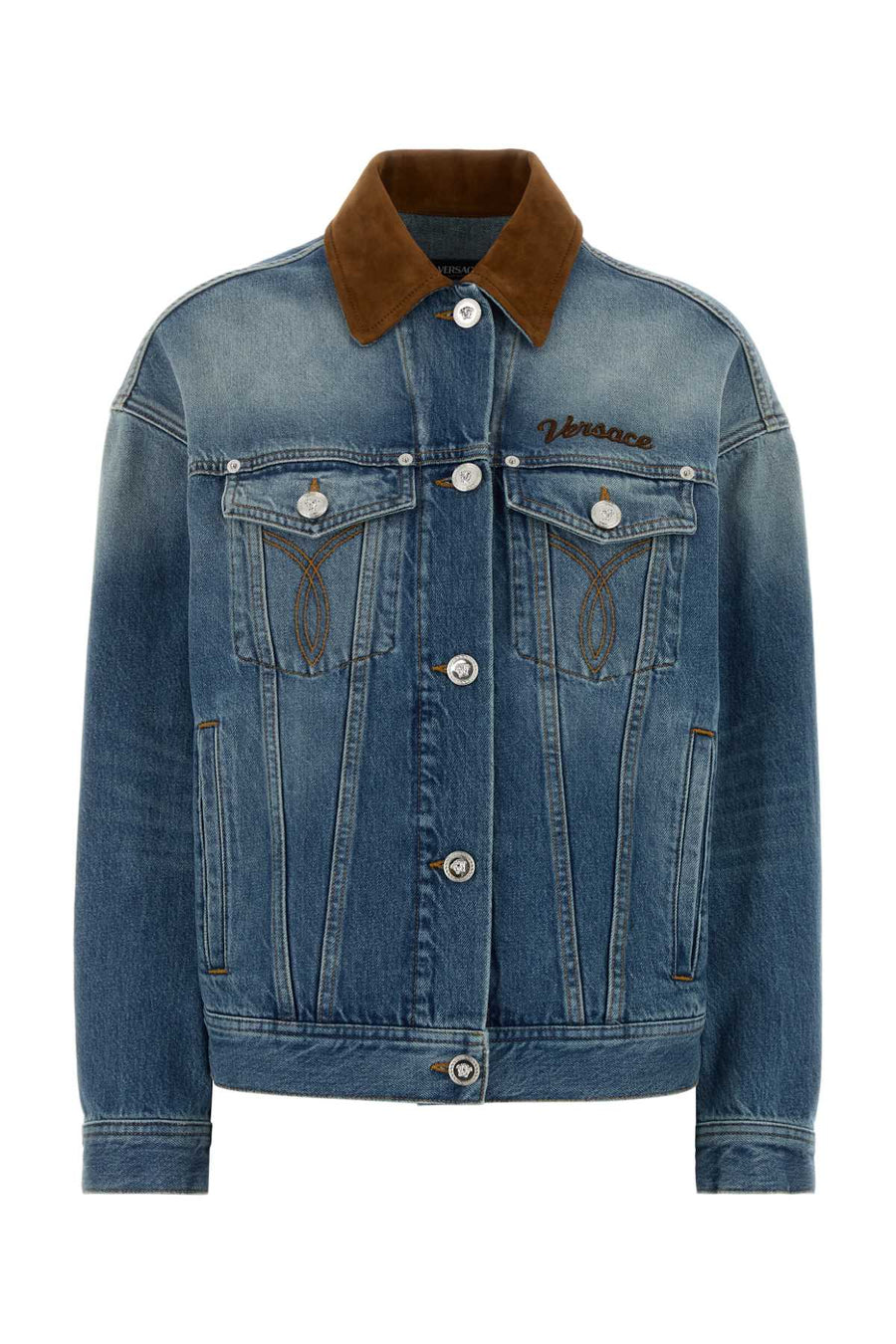 Versace Denim Exterior: 100% Cotton; Details: Suede jacket in blue