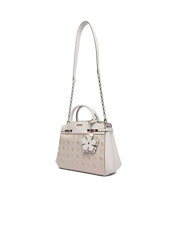 Guess 100% Polyester top handle bag in white