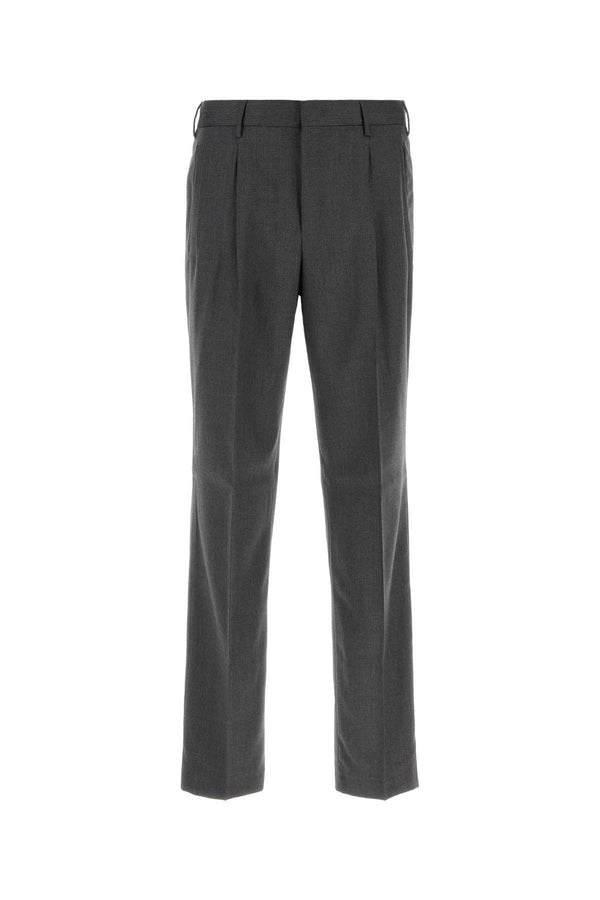 Dark Grey Stretch Wool Pant Antracite Pantaloni
