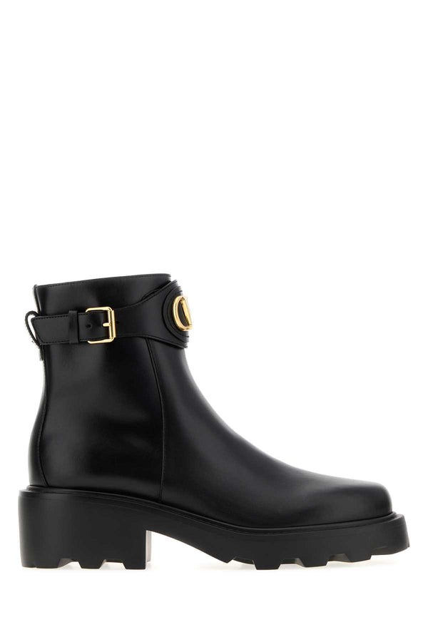 Black Leather Vlogo Signature Ankle Boots Nero Stivali